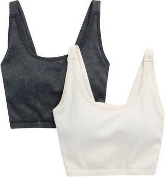 90 Degree by Reflex 2-Pack Alamo Stonewash Ribbed Seamless Sports Bras in Black/Sugar Swizzle at Nordstrom Rack, Size X-Large