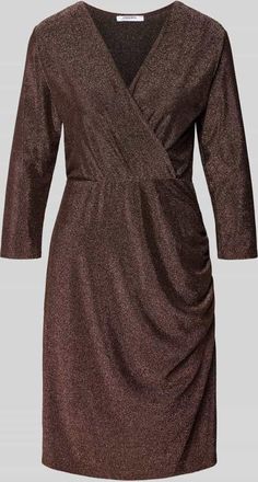 Zabaione Knielanges Kleid mit V-Ausschnitt Modell Ji44niaa in Hellbraun, Gr&ouml;&szlig;e XXL