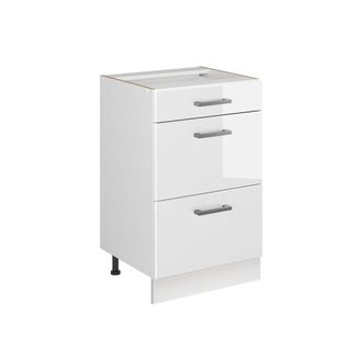 Vicco Mueble Bajo De Cocina R-line, Blanco Alto Brillo/blanco, 50 Cm Sin Encimera, Vicco