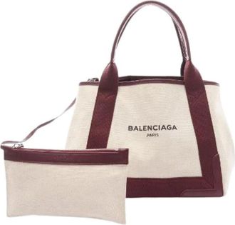 Balenciaga Pre-owned Tote Bags, female, Beige, Size: ONE SIZE Pre-owned Navy Cabas S Tote Bag