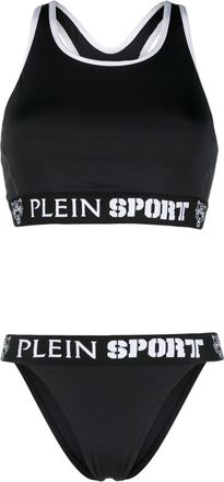 Plein Sport Baroque Tiger bikini set - women - Elastane/Polyester - M - Black