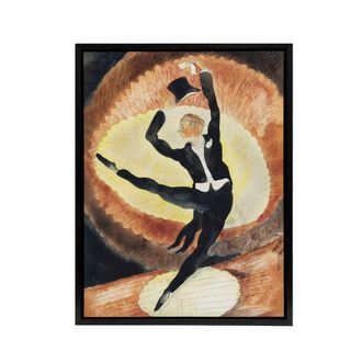 Artery8 Acrobatic Male Dancer with Top Hat Demuth Framed Canvas Wall Art Print in Brown | Size: W24 x H32