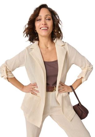Jessica London Gauze Blazer in Oatmeal at Nordstrom, Size 24