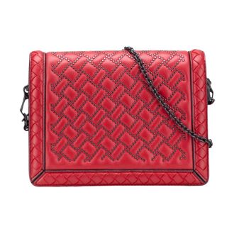 Bottega Veneta Pre-owned Studded Flap Shoulder Bag - Dames - Pre-owned - Rood - Maat: ONE Size