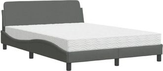 vidaXL Cama Con Colch&oacute;n Tela Gris Oscuro 140x190 Cm Vidaxl