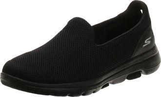 Skechers Womens GO Walk 5 Slip On Trainers, Black Textile Trim, 9 UK Wide