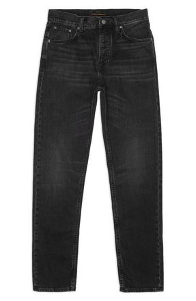 Nudie Jeans Steady Eddie II Slim Tapered Organic Cotton Jeans in Black Fog at Nordstrom, Size 38 X 32