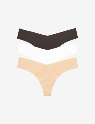 Commando Classic Solid Thong 3-Pack in White/beige/black at Nordstrom, Size X-Small