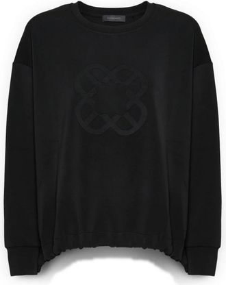Elena Miro Scuba Sweatshirt met Monogramlogo - Dames - Sweatshirts - Zwart - S - Polyester - Hoodies & sweatvesten