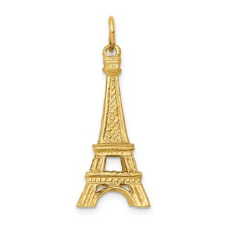 Diamond2Deal 14k Yellow Gold 3D Eiffel Tower Charm