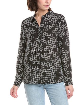 T Tahari Button Down Printed Blouse