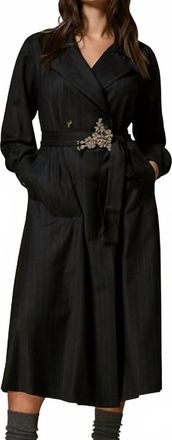 Marina Rinaldi Detroit Pinstripe Double-Breasted Coat In Dark Grey