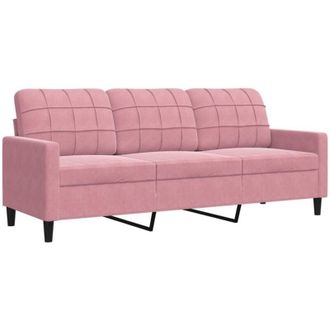 vidaXL Sof&aacute; De 3 Plazas Terciopelo Rosa 180 Cm Vidaxl