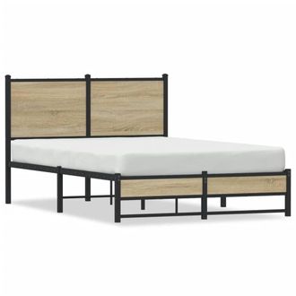 Berkfield Home Metal Bed Frame without Mattress Sonoma Oak 120x200 cm in Brown | Size: Small Double