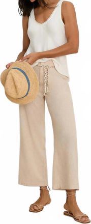 Nic+Zoe Eliot Wide Leg Rumba Linen Belted Crop Pants In Neutral Mix