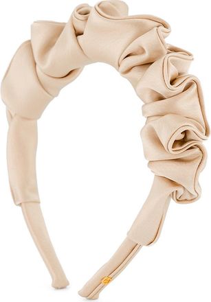 Alexandre de Paris Gathered Satin Headband in Beige at Nordstrom