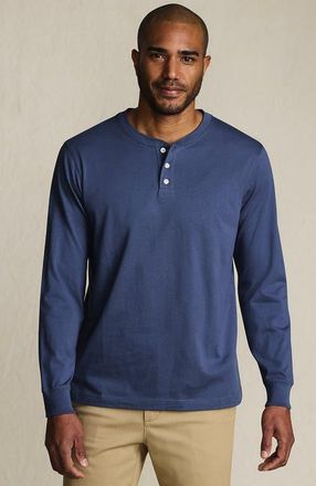 Lands End Super-T Long Sleeve Henley Shirt in Nightfall Blue at Nordstrom, Size X-Large