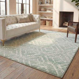 Safavieh Alfombra moderno de polipropileno verde/blanco, 122 x 183 cm