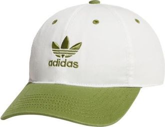 adidas Trefoil Embroidered Baseball Cap in Off White/Tech Olive at Nordstrom