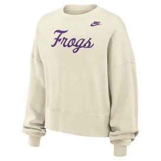 Nike TCU Horned Frogs Phoenix Fleece Nike Womens Football Crew-Neck Sweatshirt in White | W33302P403TCUN-SAI