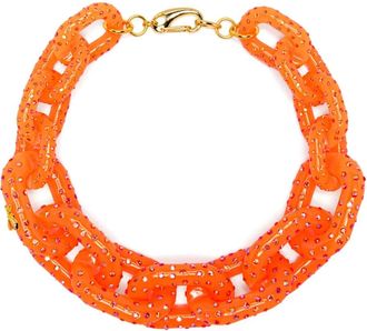 Patrizia Pepe Collana decorata con strass - Arancione