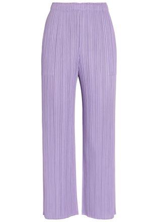 Pleats Please Issey Miyake Pleated Wide-leg Woven Trousers - Light Purple - 5