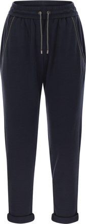 Brunello Cucinelli Katoenen En Zijde Interlock Broek Met Glanzende Zakdetails