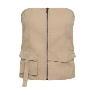 Co'Couture Kesha CC Zip Tube Top - Tops - Mujer - Beige - XL