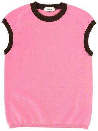 Versace Pink Ribbed Hem Upper Back Top