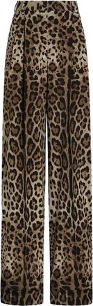 Dolce & Gabbana Leo-print Wool Trousers