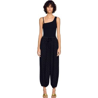 Sandro Rhinestone wide-leg trousers in Black at Nordstrom, Size 34 Eu