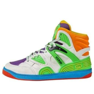 Gucci Basket Breathable Wear-Resistant Non-Slip High White Green Purple 661301-2SH80-9062