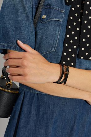 Valentino Garavani Leather Bracelet, Womens, Black