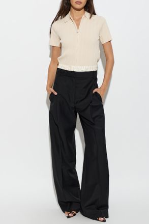 R&oacute;he Wool Pleated Trousers, Womens, Black