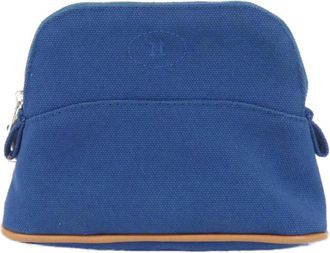 Herm&egrave;s Blue Canvas Pouch (Pre-Owned)