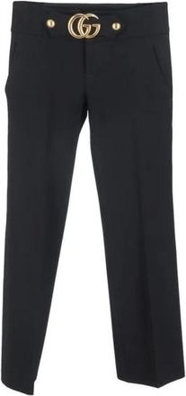Gucci Straight Trousers, female, Black, Size: W34 L32 Viscose Dress Pants