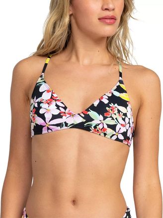 Roxy Beach Classics Bikini Top Womens Black Floral Tie Back Beach GBO2655