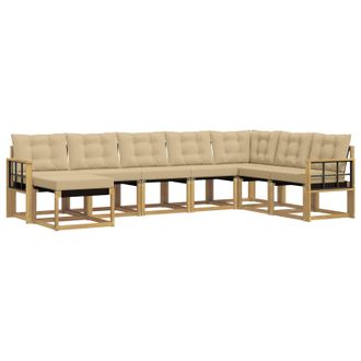 vidaXL Conjunto De Sof&aacute;s De Exterior Con Coj&iacute;n 8 Pcs Y Beige Vidaxl