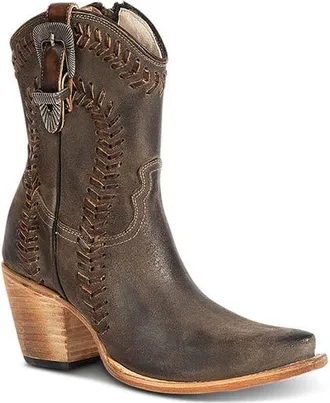 Freebird by Steven Freya Leather Western Bootie in Grey Suede at Nordstrom, Size 10