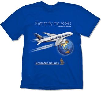 Generic Singapore Airlines First to Fly The A380 Airbus T-Shirt (as8, Alpha, x_l, Regular, Regular) Blue