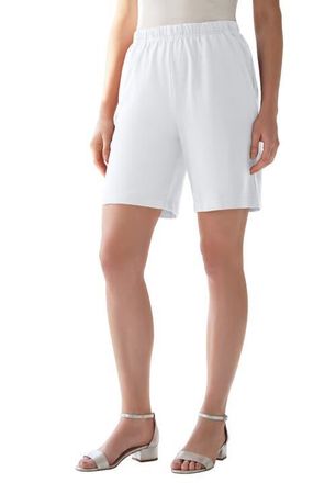 Roaman's Plus Size Soft Knit Pull-On Short in White at Nordstrom, Size 6X
