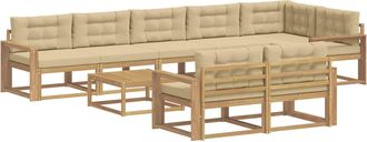 vidaXL Conjunto De Sof&aacute;s De Exterior 9 Uds. Y Beige Poli&eacute;ster Vidaxl