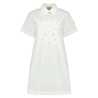 Moncler Short Dresses, female, White, Size: XS Embroidered Shirt Dress