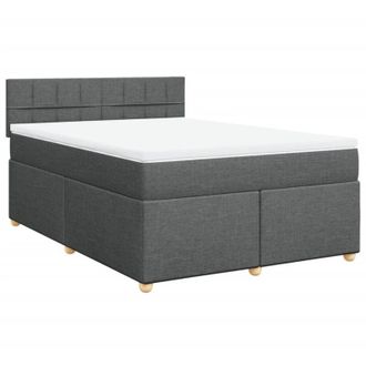 vidaXL Cama Box Spring Con Colch&oacute;n Tela Gris Oscuro 140x200 Cm Vidaxl