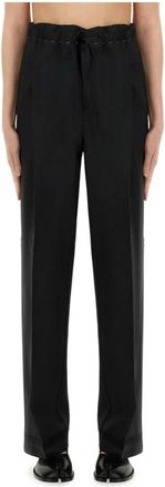 Maison Margiela Wide Leg Broek - Dames - Wijde Broeken - Zwart - XL - Katoen - Broeken