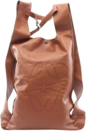Loewe Pre-owned Leren Rugzak - Dames - Vintage Rugzakken - Bruin - ONE Size - Leer - Vintage