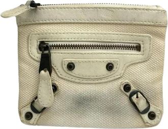 Balenciaga Pre-owned Katoenen Portemonnee - Dames - Vintage Clutch - Wit - ONE Size - Katoen - Vintage