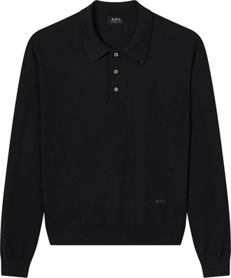 A.P.C. Polo Riou Virgin Wool Long-Sleeve Polo Shirt