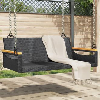 vidaXL Banco Columpio De Rat&aacute;n Sint&eacute;tico Negro 109x62x40 Cm Vidaxl