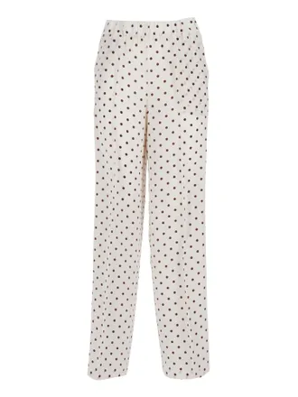 P.A.R.O.S.H. Polka Dot Silk Relaxed Straight-Leg Pants